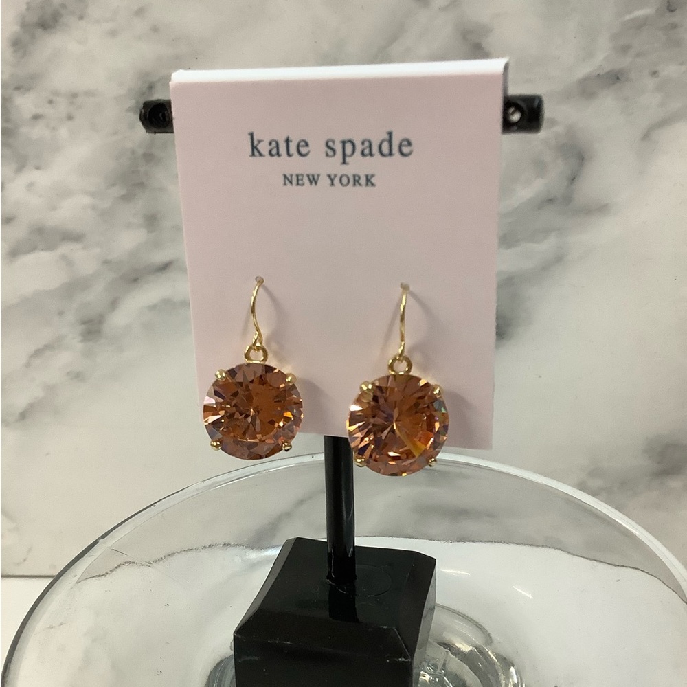 New Kate Spade Large Peach Crystal Dangle Earrings